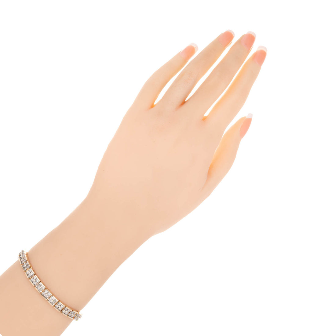 Vintage 4.00ct Full Cut Diamond 14k Gold Solid Hinged Link Two Row Bracelet – image 5