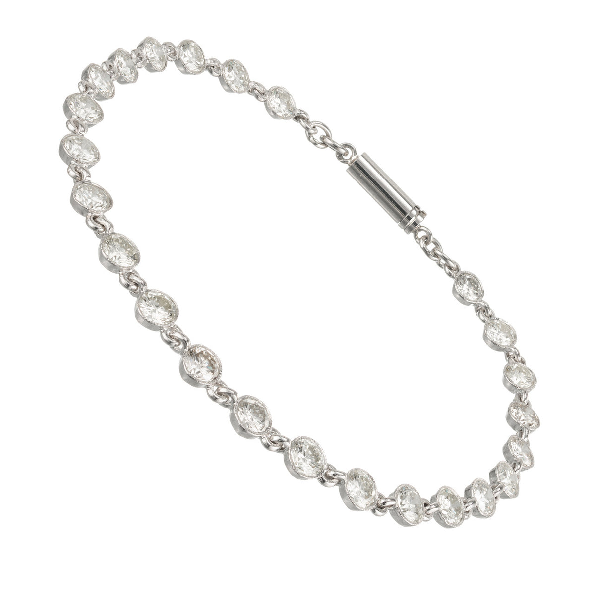 5.40 Carat Brilliant Full Diamond Platinum Tube Set Bracelet