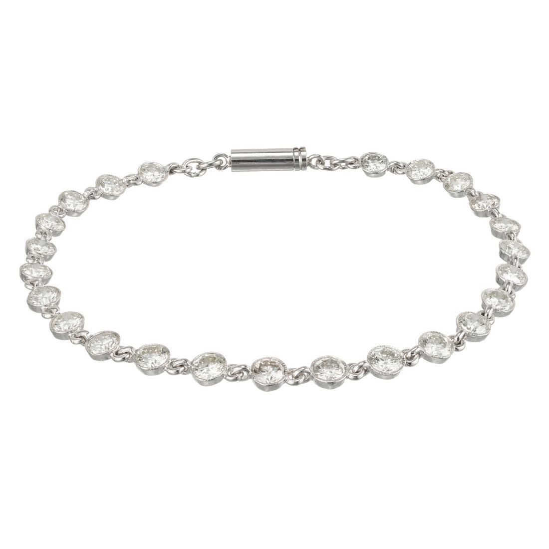 5.40 Carat Brilliant Full Diamond Platinum Tube Set Bracelet – image 3