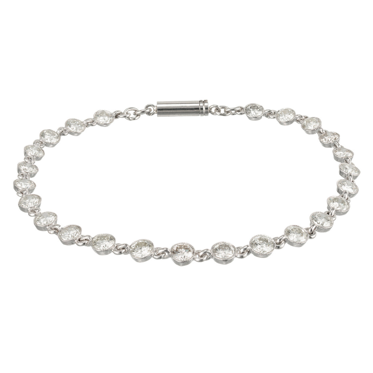 5.40 Carat Brilliant Full Diamond Platinum Tube Set Bracelet – image 3