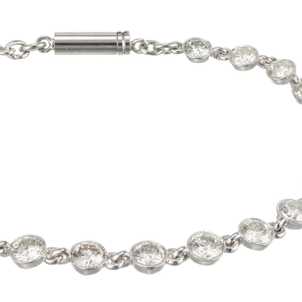 5.40 Carat Brilliant Full Diamond Platinum Tube Set Bracelet – image 2