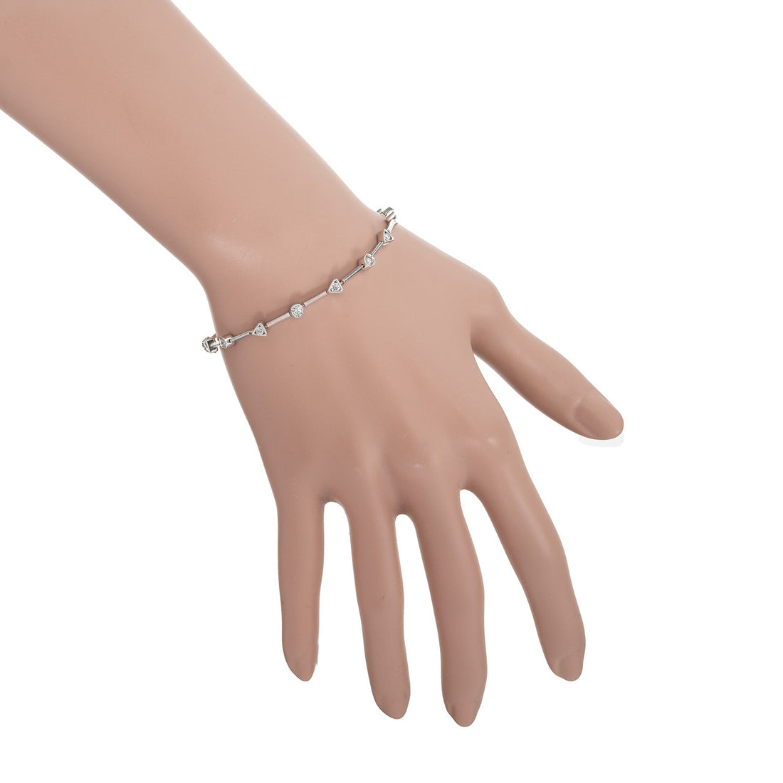 .60 Carat Diamond Tube White Gold Link Bracelet – image 4