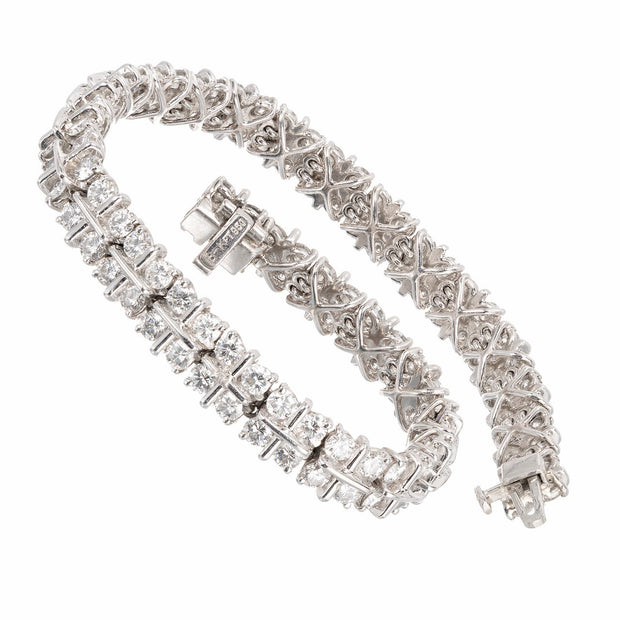 Two Row Diamond Bracelet Handmade Platinum 7.50cts