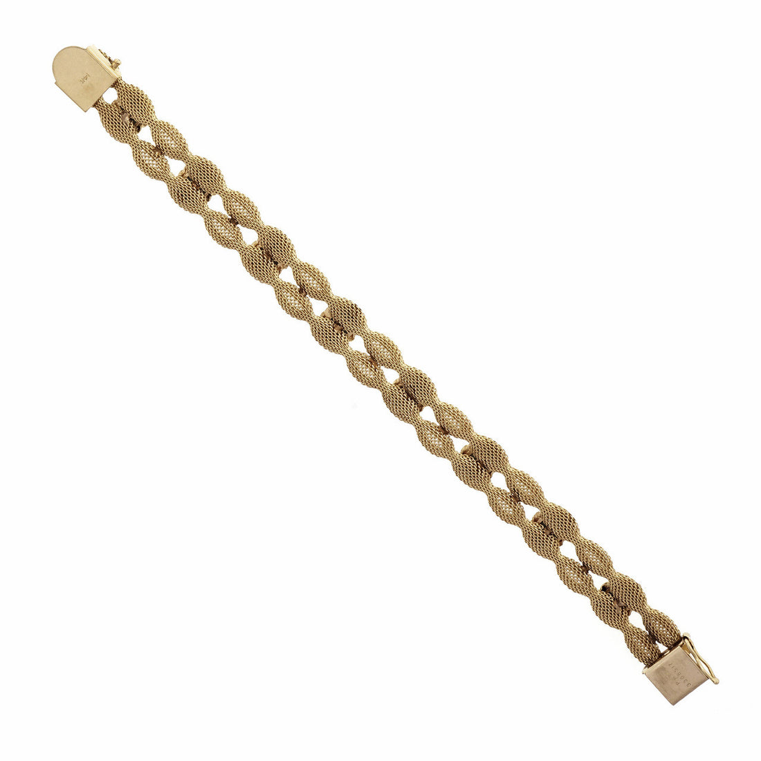 Natural Turquoise Vintage 1950 Bracelet 14k Yellow Gold Mesh – image 2