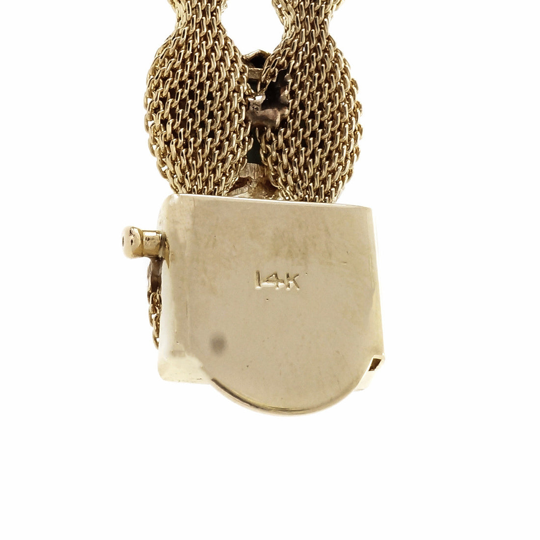 Natural Turquoise Vintage 1950 Bracelet 14k Yellow Gold Mesh – image 4