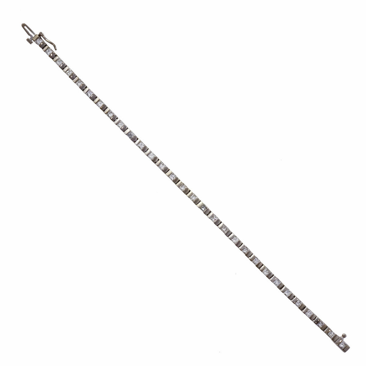 Peter Suchy Princess Cut Diamond Bracelet 14k White Gold 2.91ct