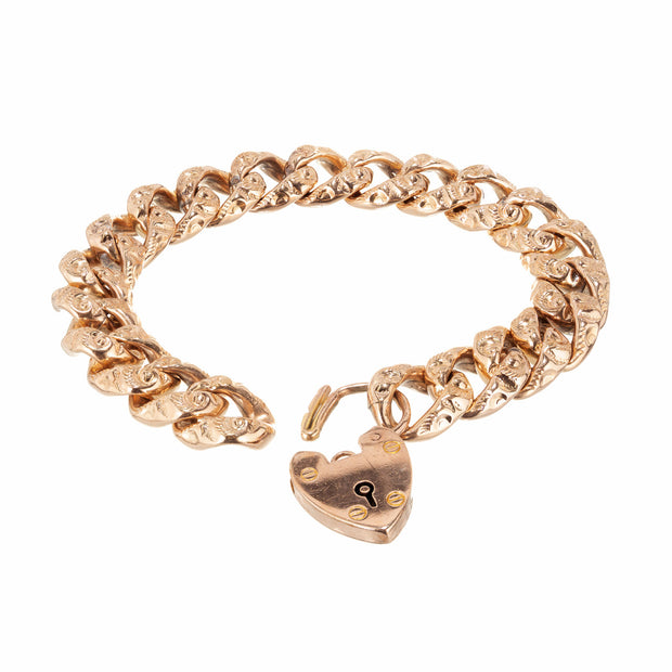 Rose Gold Heart Catch Link Bracelet