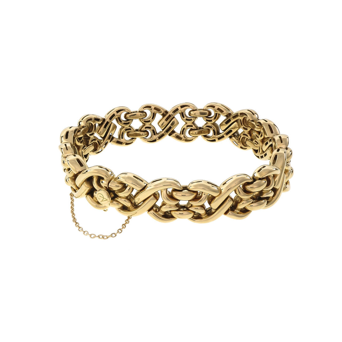 Vintage Heavy Italian Yellow Gold Fancy Link Bracelet – image 2