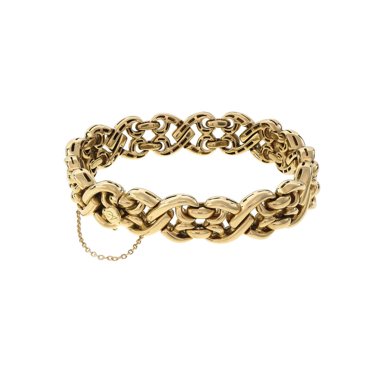 Vintage Heavy Italian Yellow Gold Fancy Link Bracelet – image 2