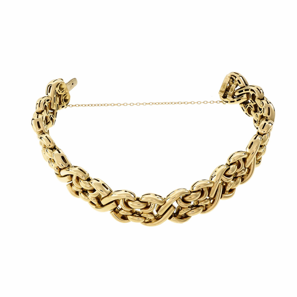 Vintage Heavy Italian Yellow Gold Fancy Link Bracelet – image 3