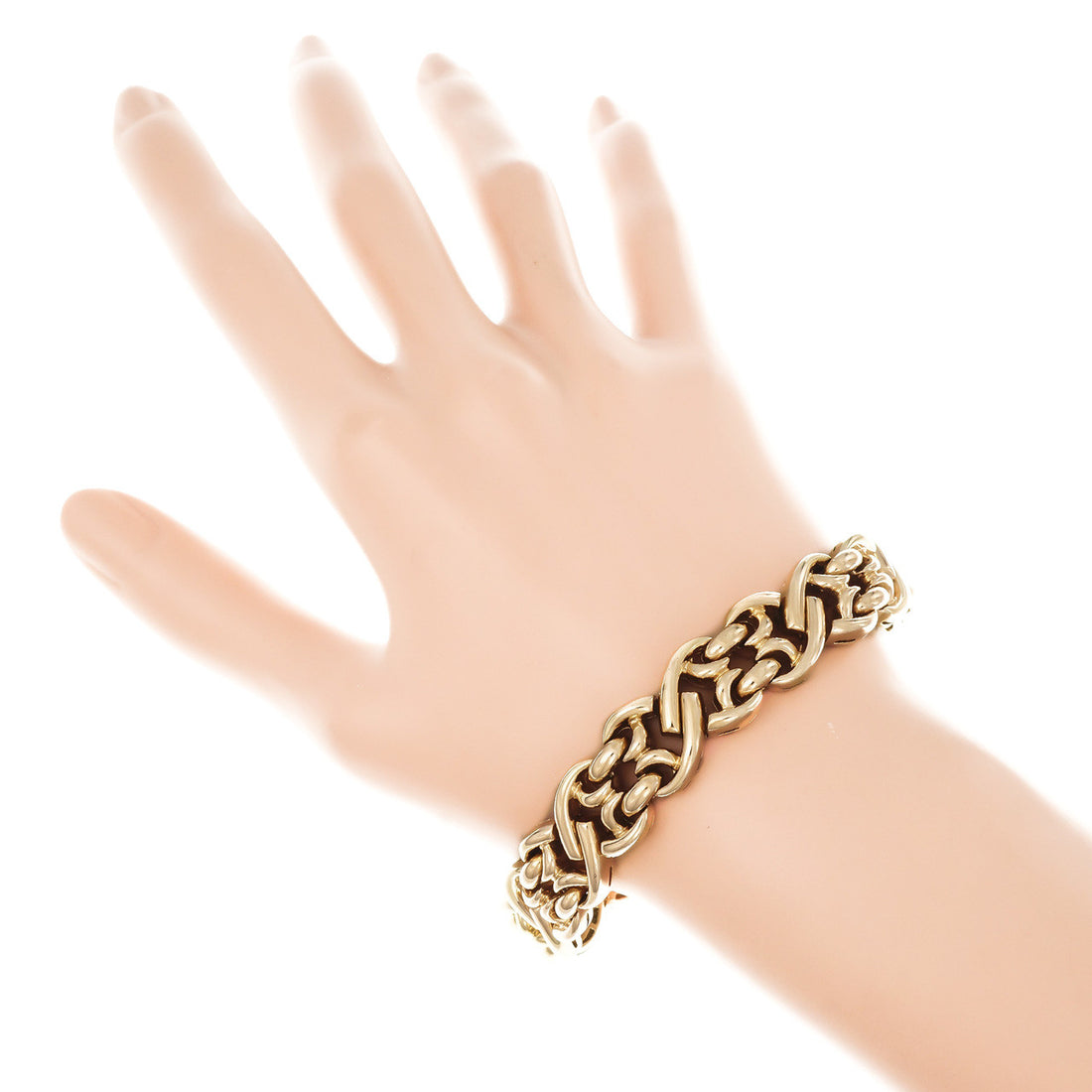 Vintage Heavy Italian Yellow Gold Fancy Link Bracelet – image 6