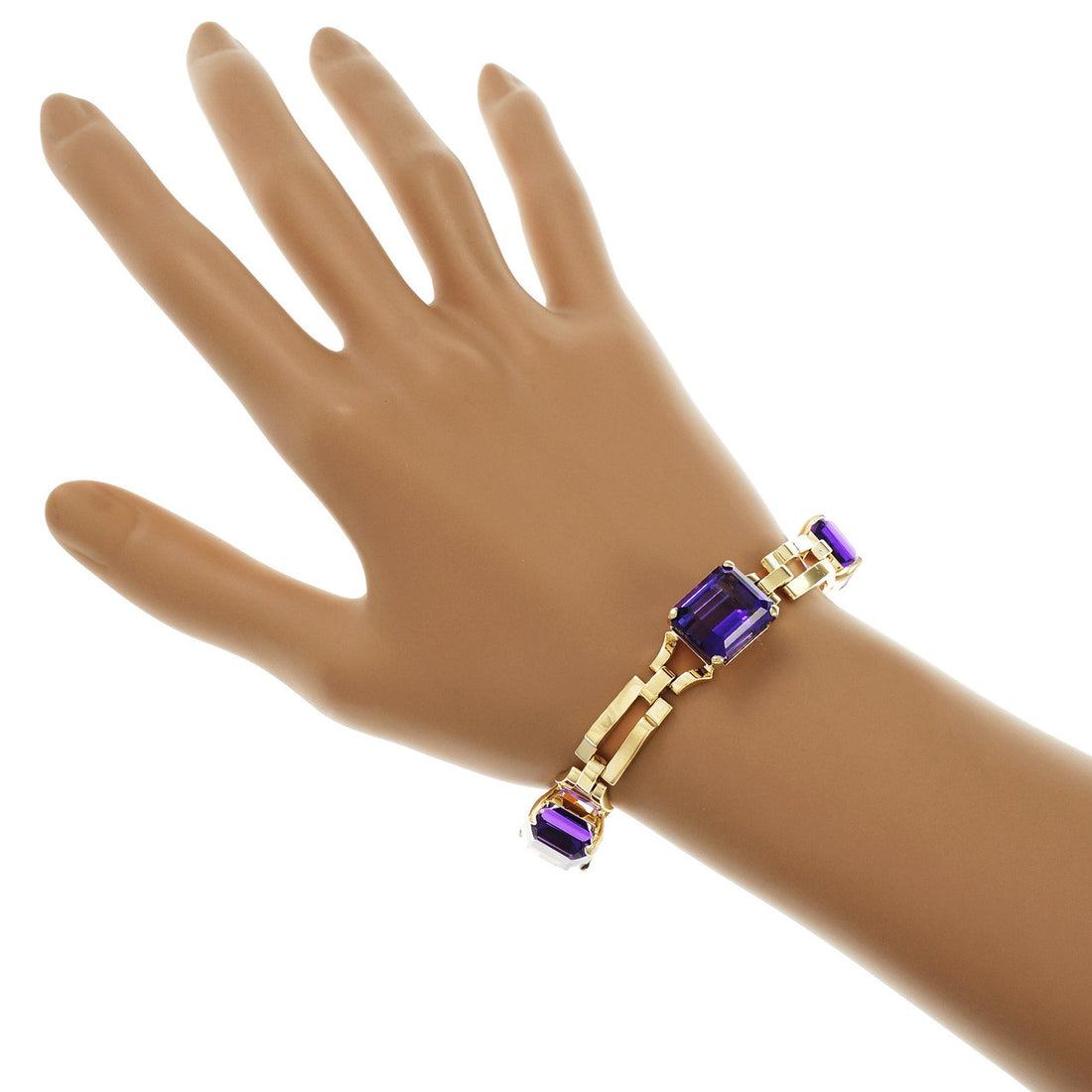 Rare Vintage 1950 Tiffany & Co Amethyst Bracelet 14k Yellow Gold – image 7