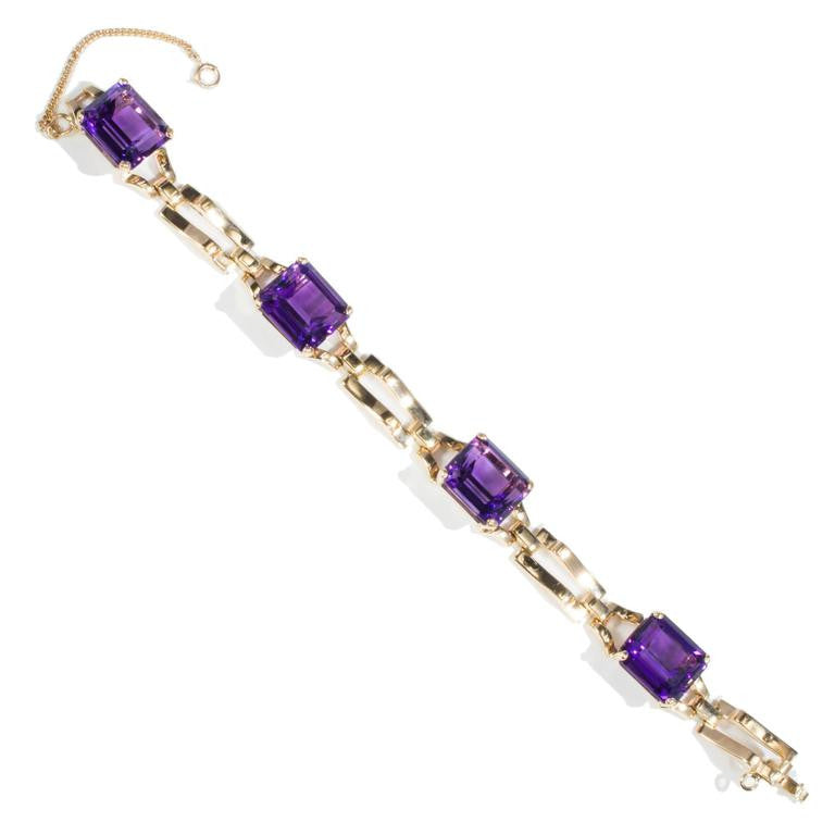 Rare Vintage 1950 Tiffany & Co Amethyst Bracelet 14k Yellow Gold – image 2