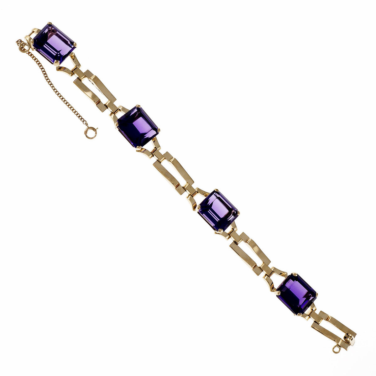 Rare Vintage 1950 Tiffany & Co Amethyst Bracelet 14k Yellow Gold – image 4