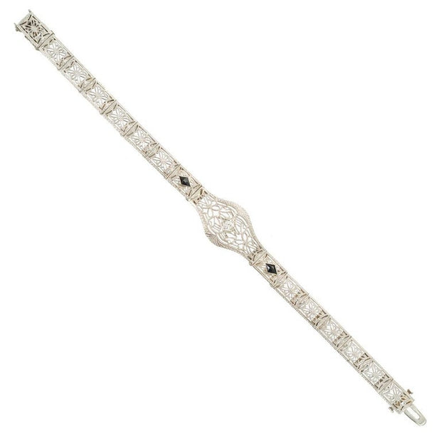 Diamond Calibre Sapphire White Gold Filigree Bracelet