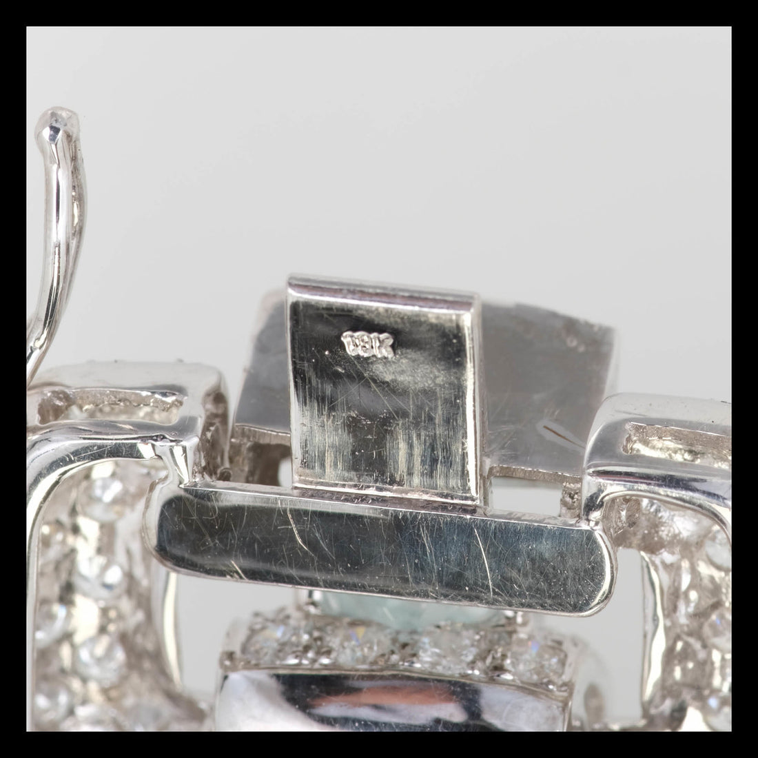 Vintage 1950 Wide Aqua Diamond Bracelet 18 Karat White Gold – image 4
