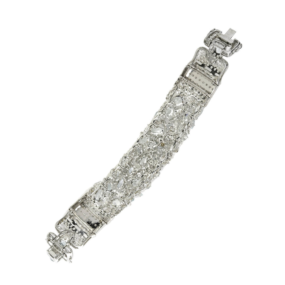Vintage 1950 Wide Aqua Diamond Bracelet 18 Karat White Gold – image 7