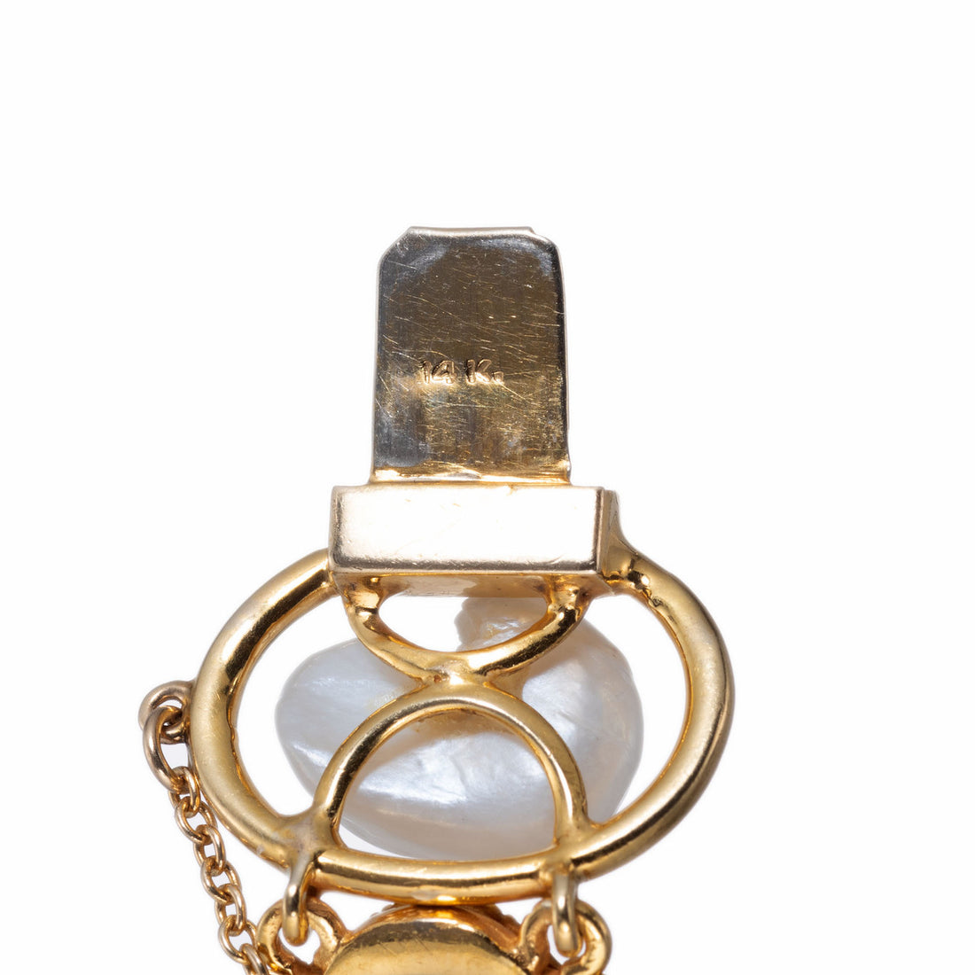 1.85 Carat Diamond Freshwater Pearl Victorian Revival Yellow Gold Bracelet – image 6