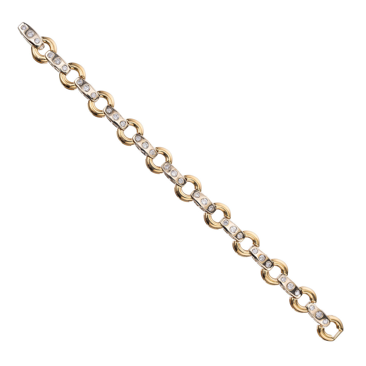 Diamond Yellow White Gold 14k Circle Bar Link Bracelet – image 2