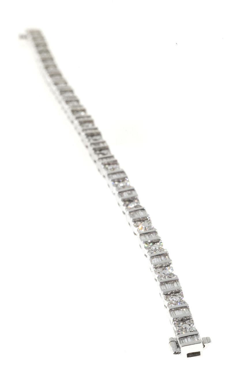 Vintage Round Baguette Diamond 18k Hinged Link Bracelet 3.32ct 7 Inches Long – image 4