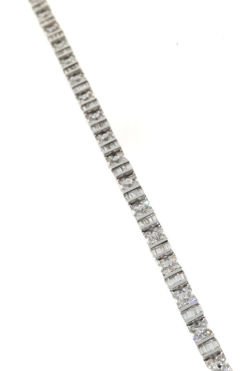 Vintage Round Baguette Diamond 18k Hinged Link Bracelet 3.32ct 7 Inches Long – image 6