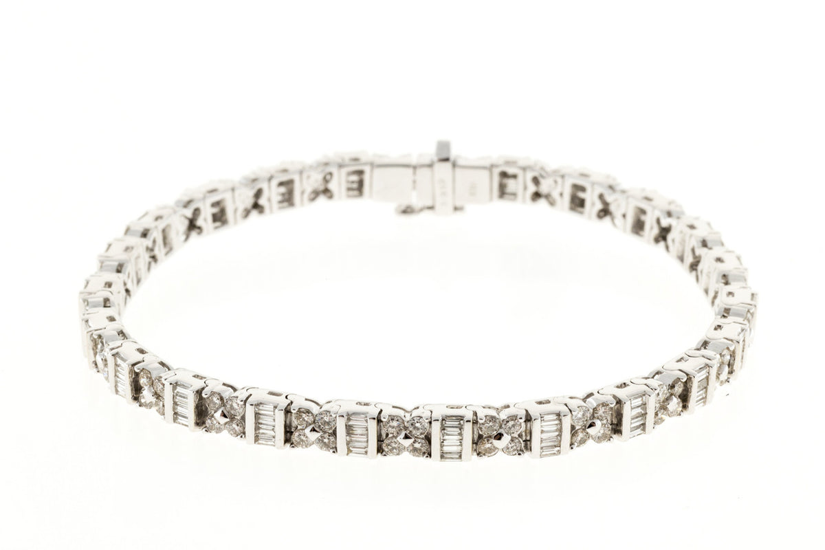 Vintage Round Baguette Diamond 18k Hinged Link Bracelet 3.32ct 7 Inches Long – image 9