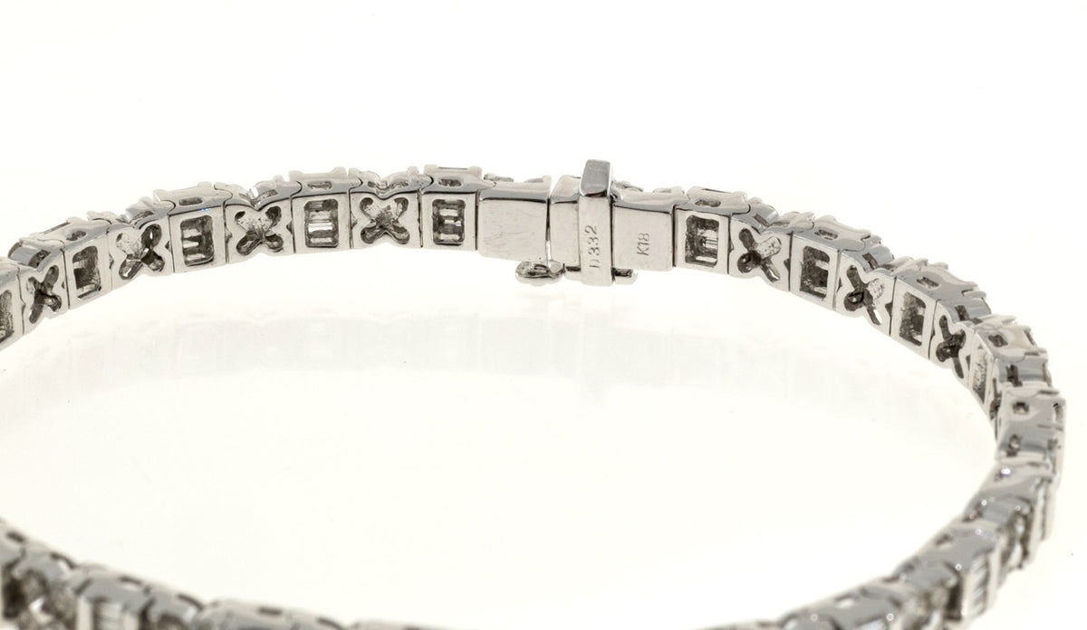Vintage Round Baguette Diamond 18k Hinged Link Bracelet 3.32ct 7 Inches Long – image 10