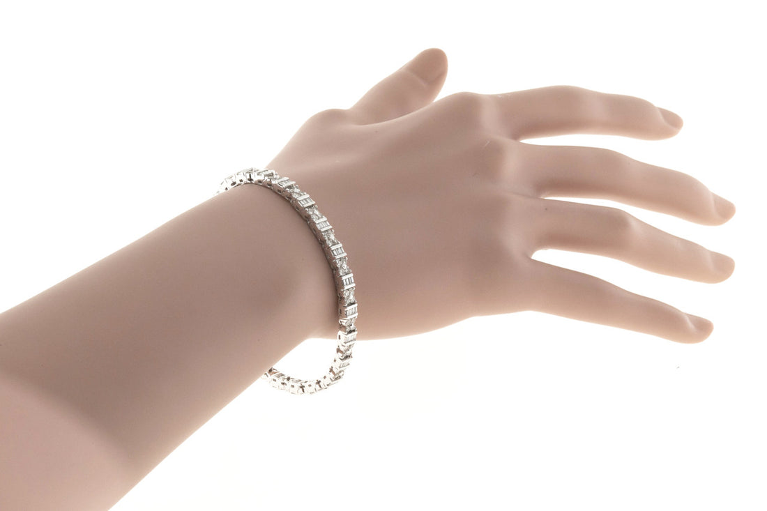 Vintage Round Baguette Diamond 18k Hinged Link Bracelet 3.32ct 7 Inches Long – image 11