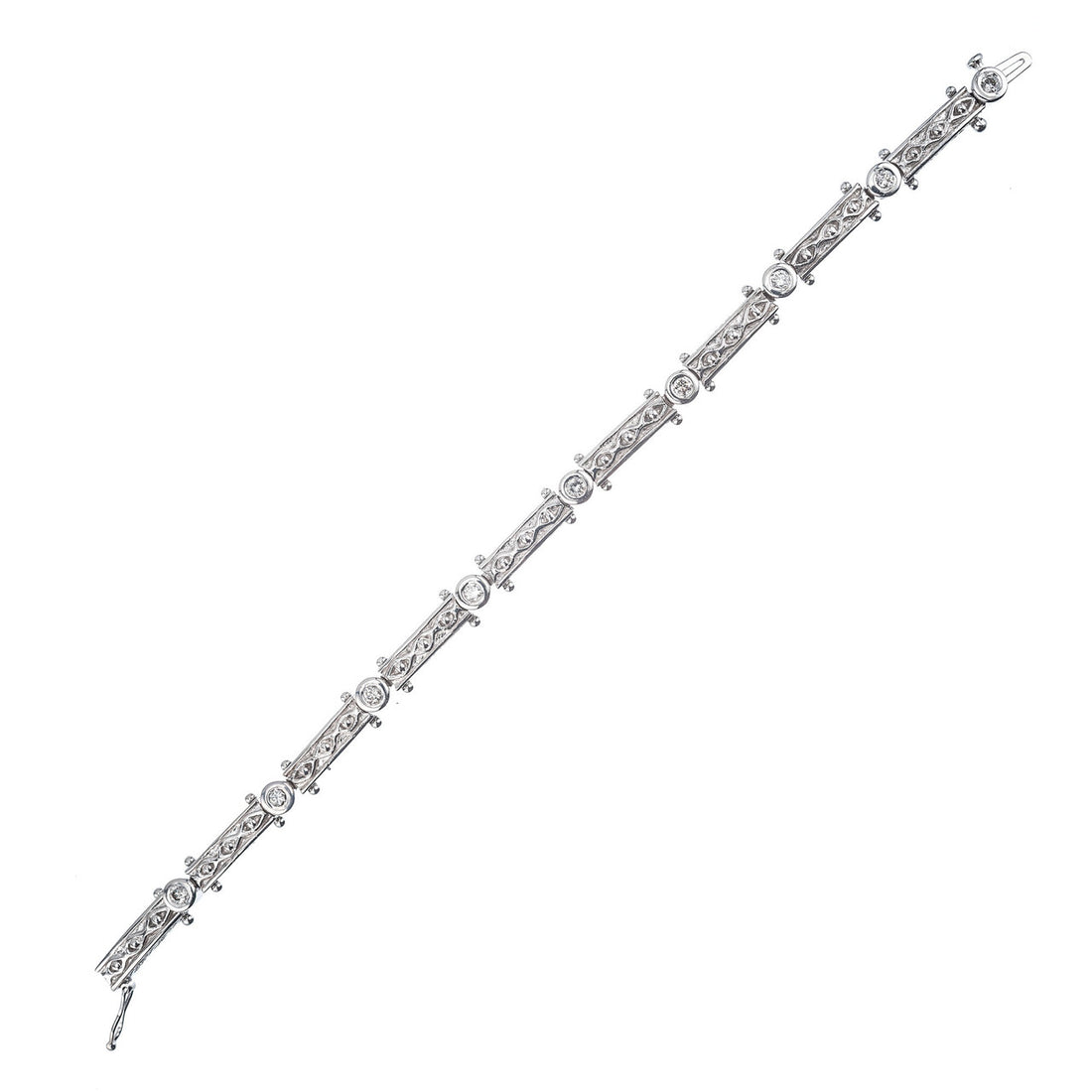 .90 Carat Diamond White Gold Byzantine Bracelet – image 5