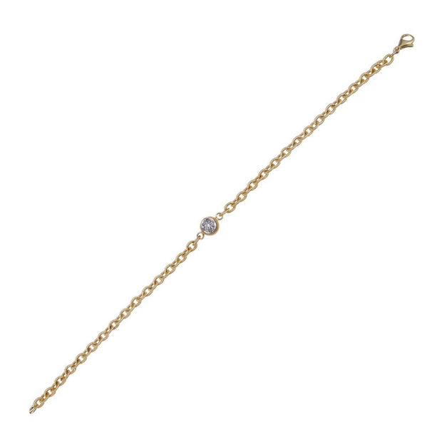 Diamond Textured Gold Chain Link Bracelet