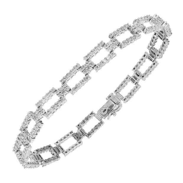 3.00 Carat Diamond Rectangle Link Gold Bracelet
