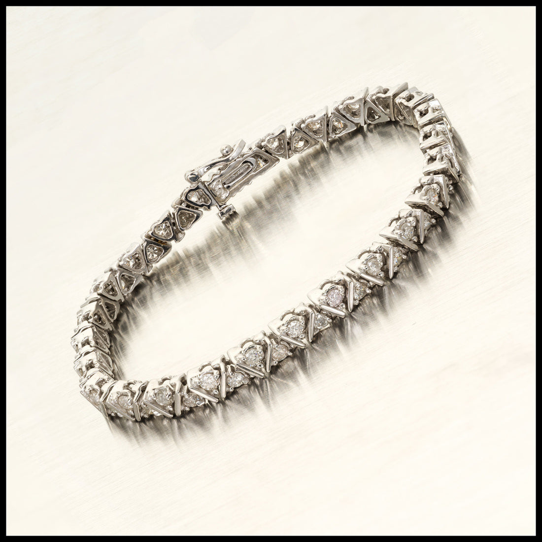 Estate Diamond Bracelet Two Row 14k White Gold “V” Design – image 6
