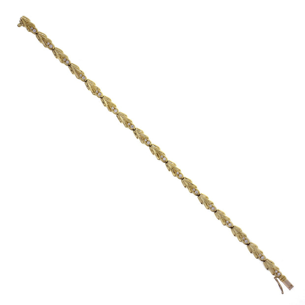 Diamond Bracelet 18k Yellow Gold Fancy Link .32ct
