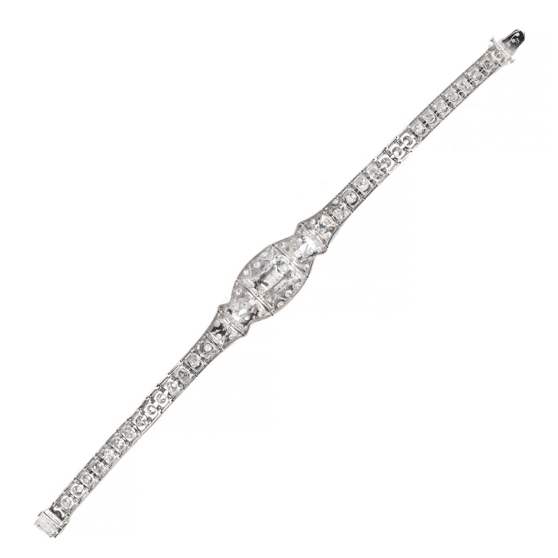 2.48 Carat Diamond Art Deco Platinum Link Bracelet – image 3
