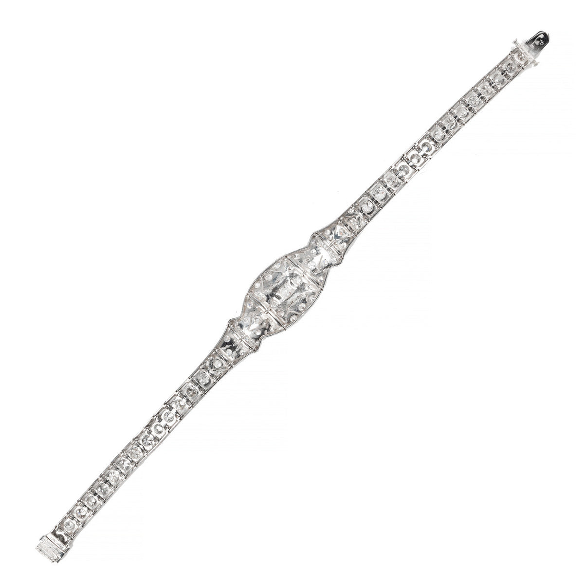 2.48 Carat Diamond Art Deco Platinum Link Bracelet – image 3
