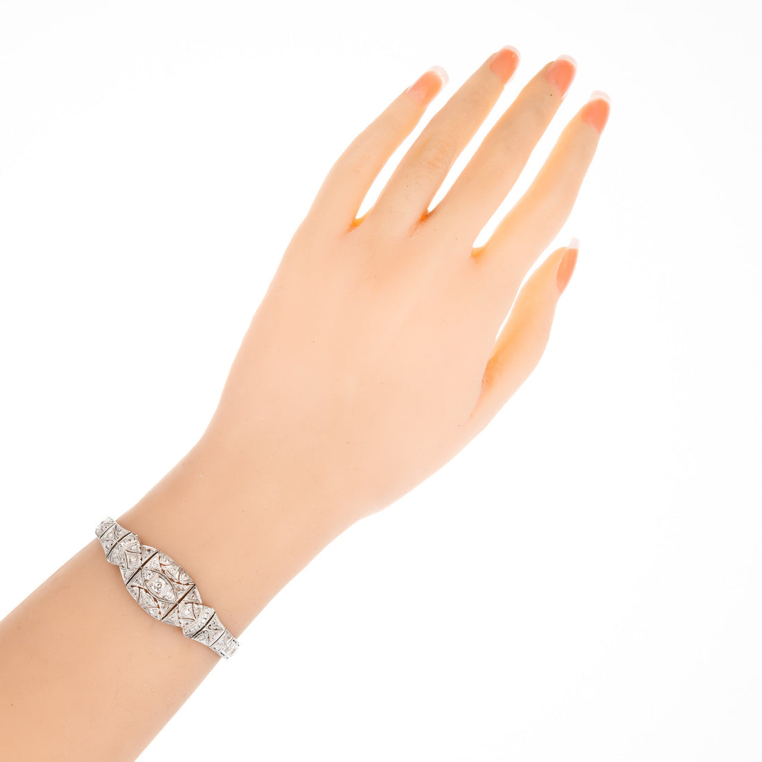 2.48 Carat Diamond Art Deco Platinum Link Bracelet – image 6
