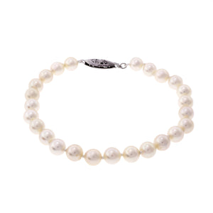 Cultured Pearl Bracelet 7.5 Inches Long 6 – 6.5mm 14k White Gold