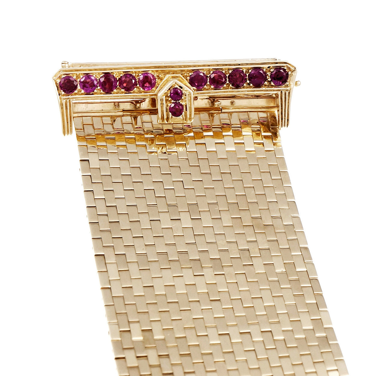 GIA 3.50 Carat Ruby Yellow Gold Brick Flexible Mesh Bracelet – image 7