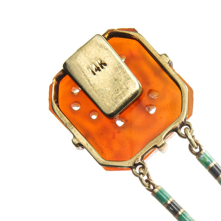 Art Deco Jadeite Jade Pearl Carnelian Gold Bracelet – image 5