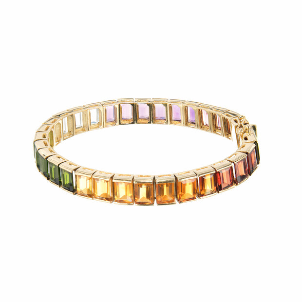 Rubelite Amethyst Aqua Tourmaline Citrine Garnet Yellow Gold Bracelet
