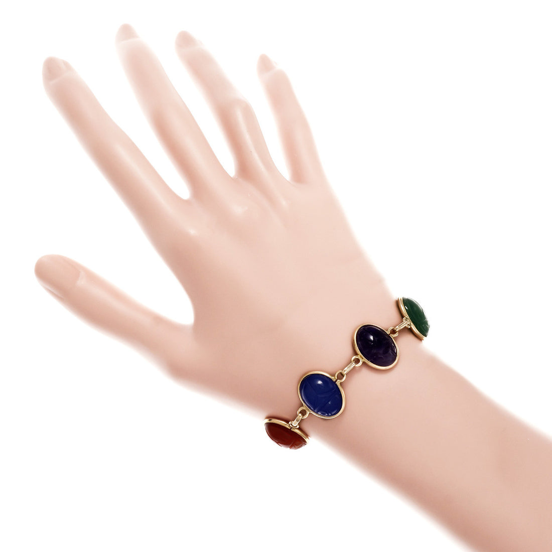 Vintage 1940 High Grade Scarab Bracelet 14k Yellow Gold – image 6