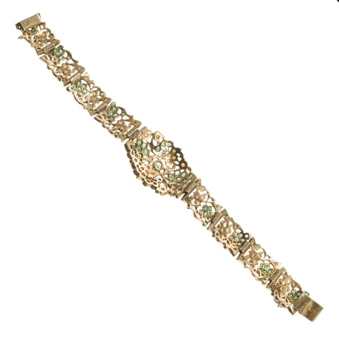 2.80 Carat Emerald Pearl Yellow Gold Bracelet – image 2