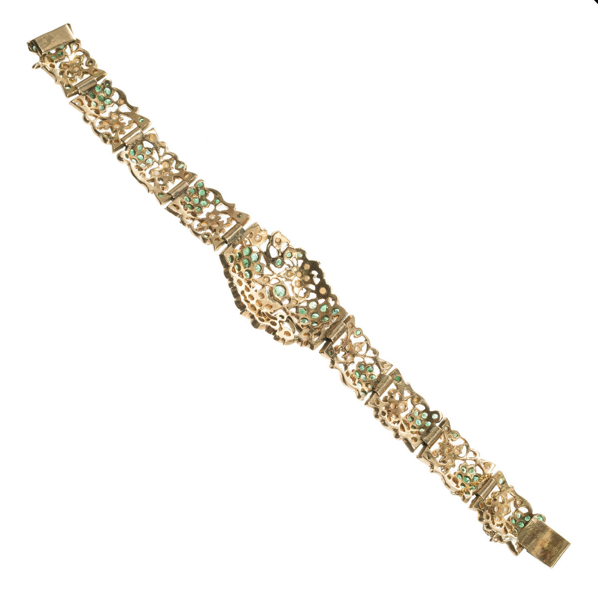 2.80 Carat Emerald Pearl Yellow Gold Bracelet – image 2