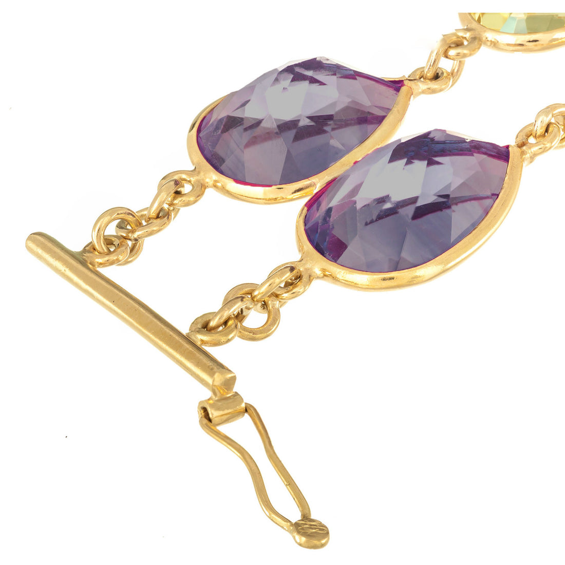 77.00 Carat Amethyst Topaz Garnet Quartz Citrine Two-Row Gold Bracelet – image 6