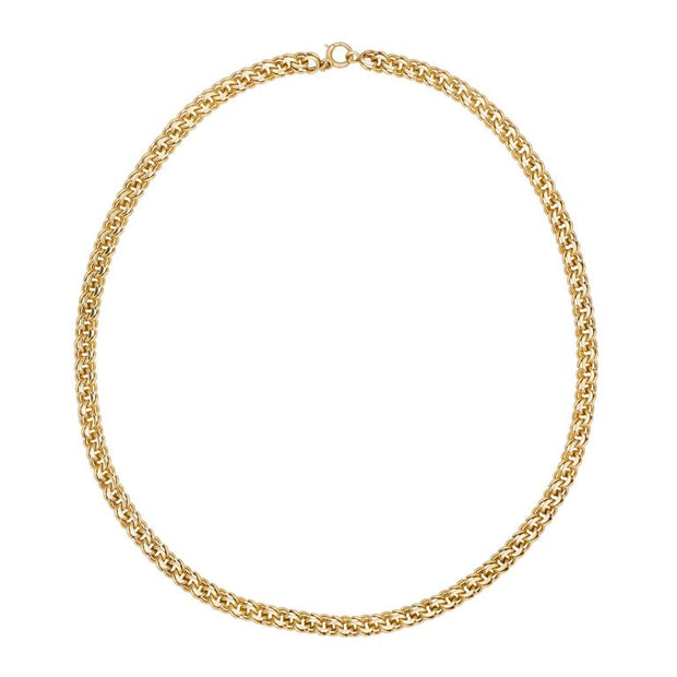 Yellow Gold Double Spiral Link Charm Necklace