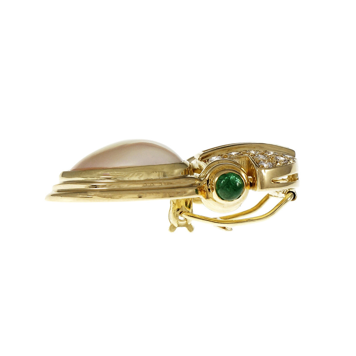 Olsen Designer Pendant Enhancer 18k Yellow Gold Mobe Pearl Ruby Emerald Diamond – image 3