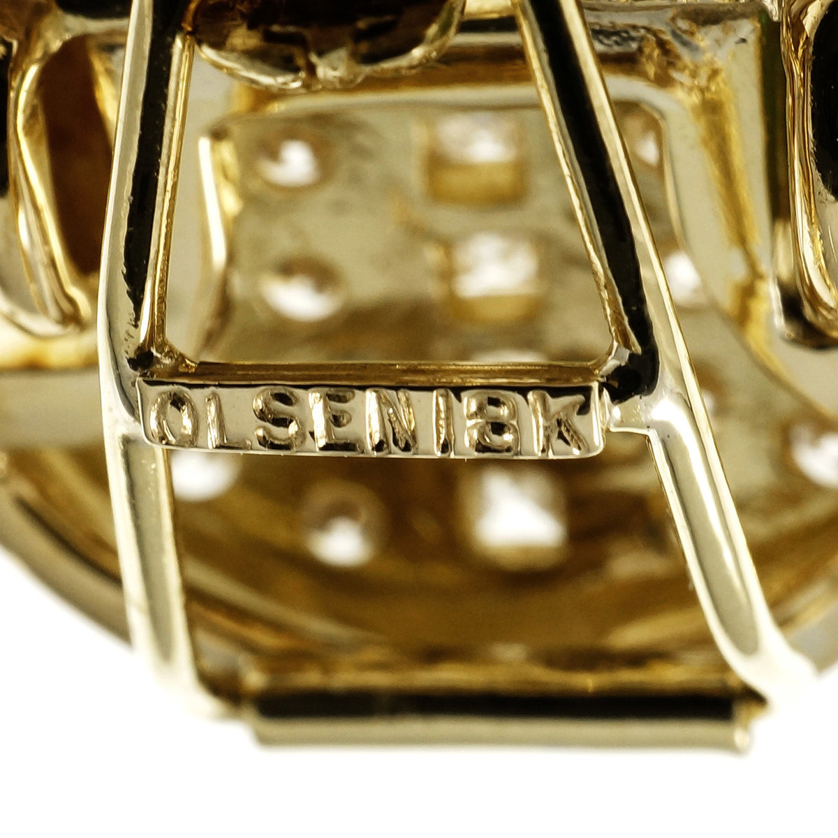 Olsen Designer Pendant Enhancer 18k Yellow Gold Mobe Pearl Ruby Emerald Diamond – image 5