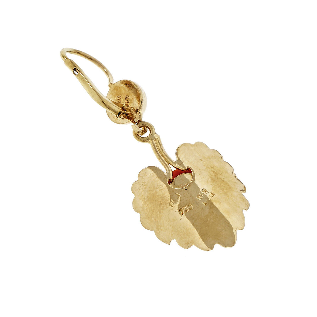 Vintage 1950 Natural GIA Orange Red Coral Dangle Earrings 18k Yellow Gold – image 4