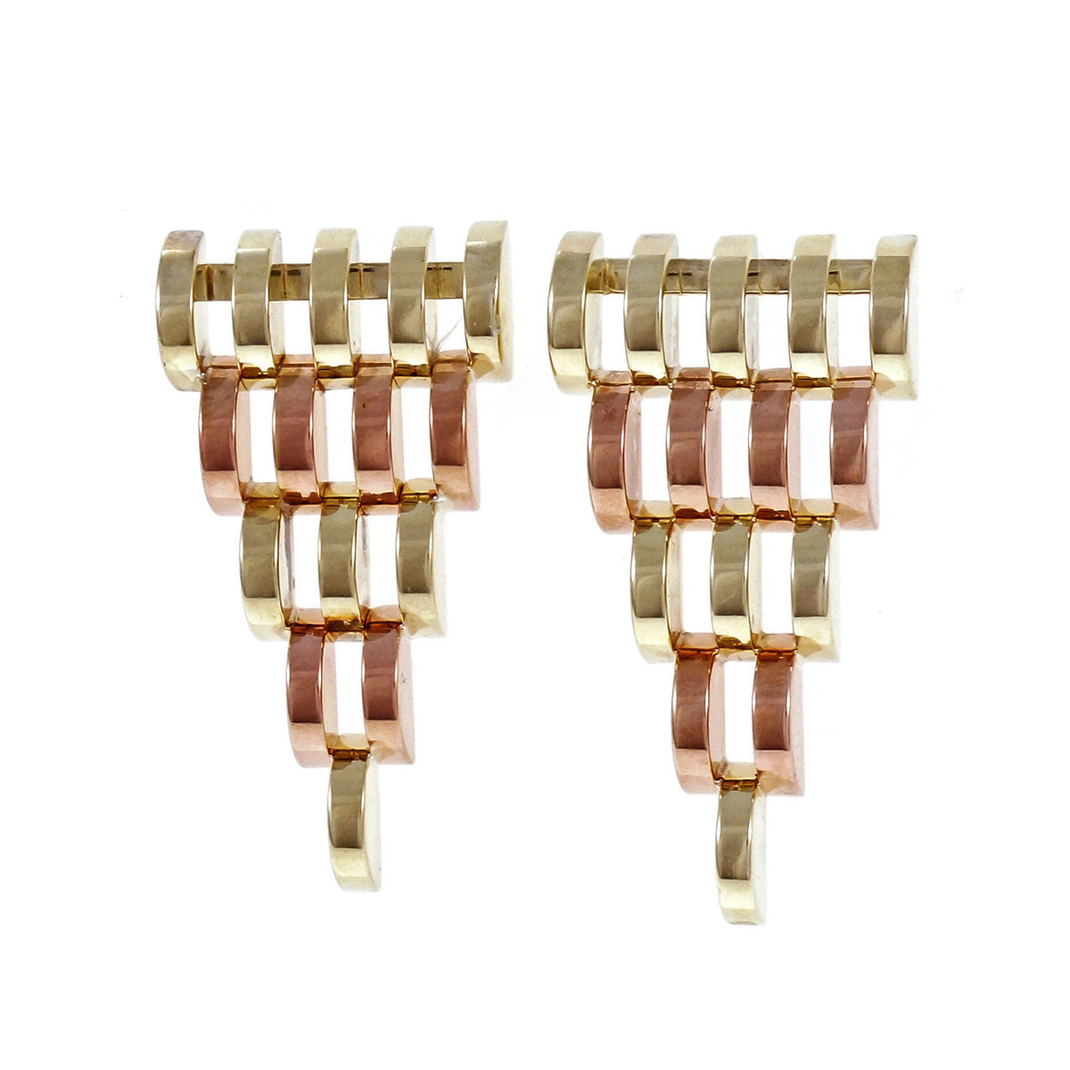 Two-Tone Rose Green Gold Tapered Earrings