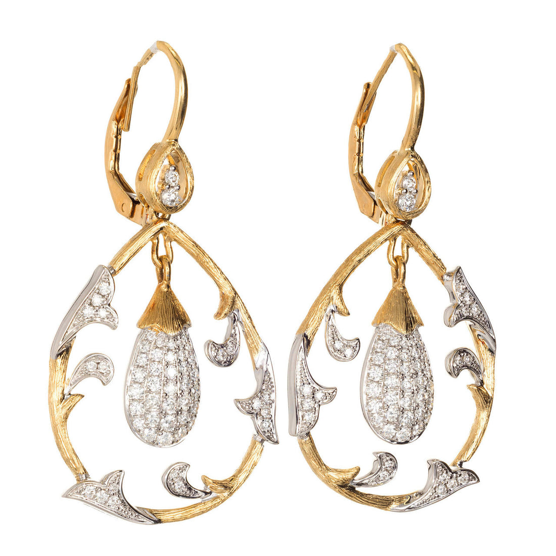 Cordova 1980 18k Two Tone .75ct Diamond Dangle Earrings – image 2